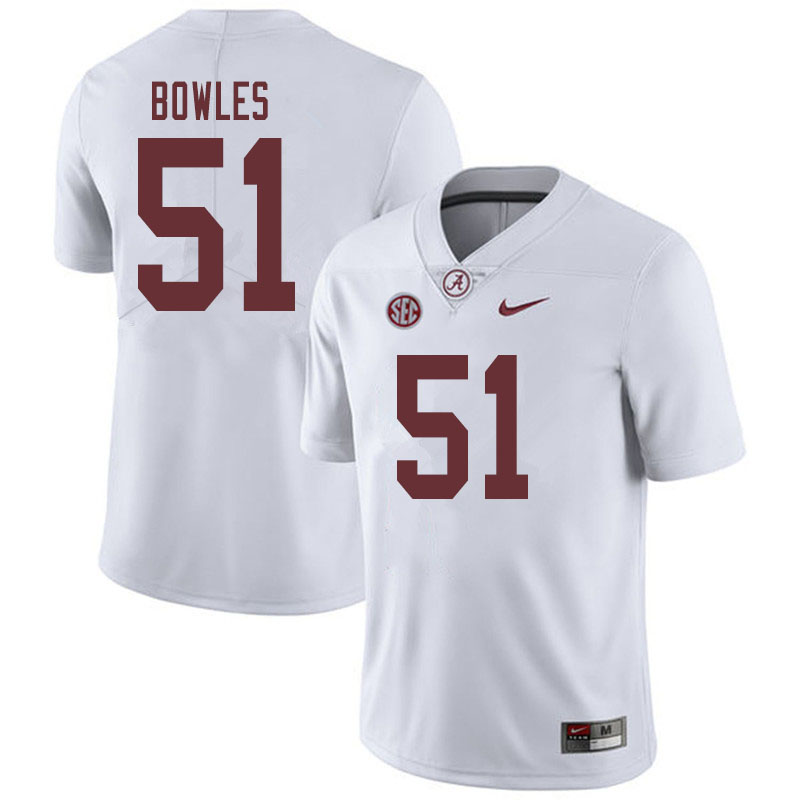 Alabama Crimson Tide Men's Tanner Bowles #51 White NCAA Nike Authentic Stitched 2019 College Football Jersey JG16E72UD